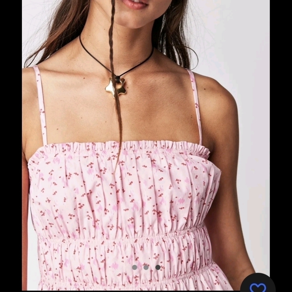 Free People Gabby Dress,  Cherry Print Mini A-Line Pink  So Cute!!! NWOT - Picture 3 of 10